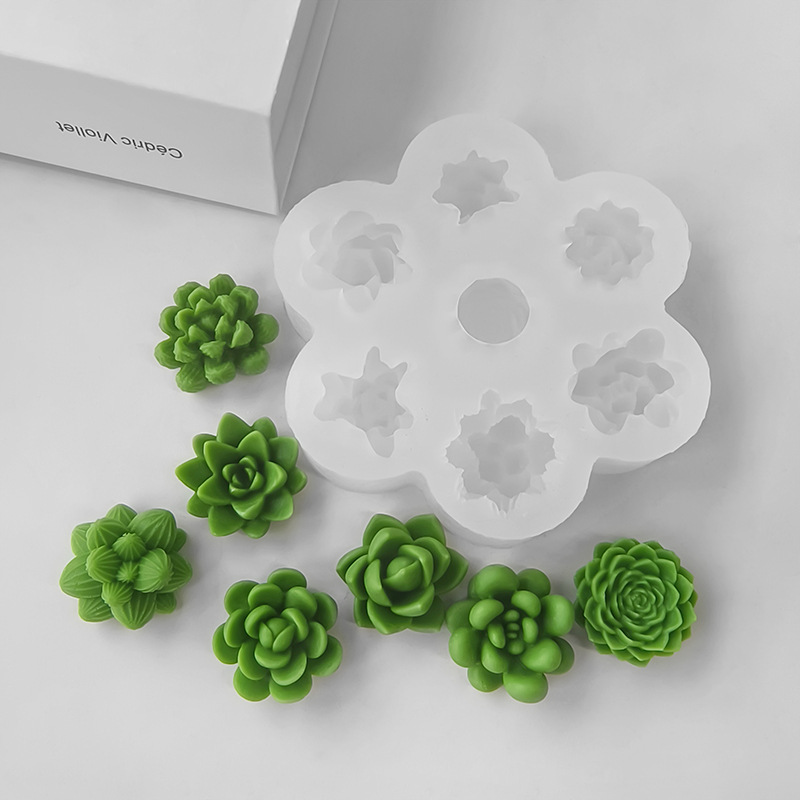 Candle Making Factory - 7 In1 Succulent Cactus Silicone Mold,
