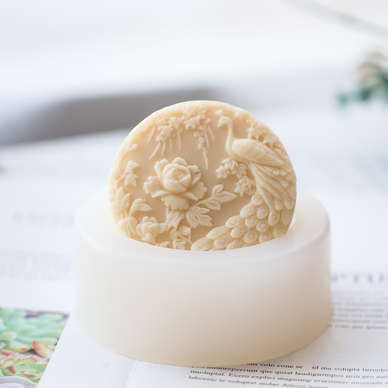 Candle Making Factory - Peacock Flower Pattern Silicone Soap Mold